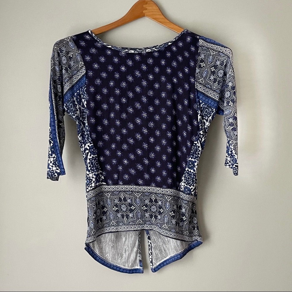 Lucky Brand Top Shirt Blue Patterned Size XS
